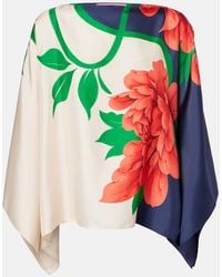 La DoubleJ - Square Floral Silk Twill Top - Lyst