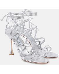 Manolo Blahnik - Fawda 105 Metallic Leather Sandals - Lyst
