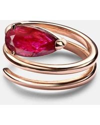 SHAY - Ruby Pear 18Kt Rose Pinky Ring With Ruby - Lyst