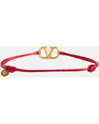 Valentino Embellished Vlogo Bracelet - Red
