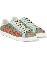 Gucci Canvas Trainers in Brown/Green (White) - Save 19% | Lyst