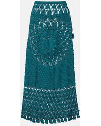 Rabanne - Embellished Crochet Cotton Midi Skirt - Lyst