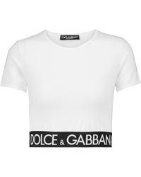 Dolce & Gabbana Logo Stretch-cotton Crop Top - Black
