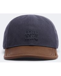 Miu Miu - Leather-Trimmed Drill Baseball Cap - Lyst