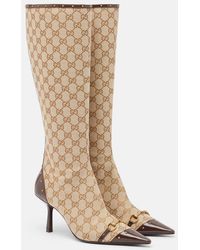 Gucci - Savoy Gg Canvas Knee-High Boots - Lyst
