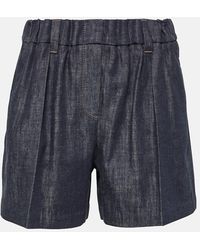 Brunello Cucinelli - Shorts di jeans a vita alta - Lyst