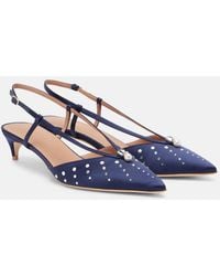 Malone Souliers - Moore 40 Embellished Satin Slingback Pumps - Lyst