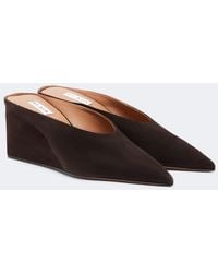 Alaïa - 75 Suede Point-Toe Wedge Mules - Lyst