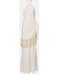 ‎Taller Marmo - Meteora Fringed Halterneck Crepe Cady Gown - Lyst