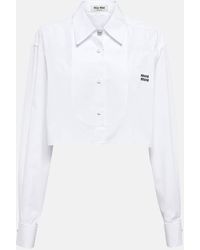 Miu Miu - Camisa de algodon cropped - Lyst