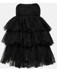 ROTATE BIRGER CHRISTENSEN - Embellished Strapless Tulle Minidress - Lyst