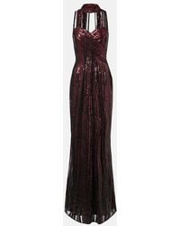 Elie Saab - Scarf-Detail Sequined Gown - Lyst
