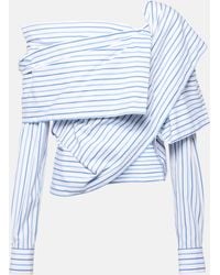 Dries Van Noten - Striped Off-shoulder Cotton Poplin Shirt - Lyst