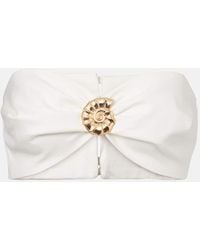 Adriana Degreas - Embellished Cotton-Blend Bandeau Top - Lyst