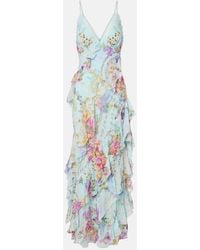 CAMILLA - Floral Ruffled Silk Slip Dress - Lyst