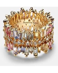 Suzanne Kalan - Sansa Pastel Rainbow 18kt Gold Ring With Diamonds And Sapphires - Lyst