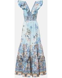 CAMILLA - Vestido Largo De Algodon Floral Con Volantes - Lyst