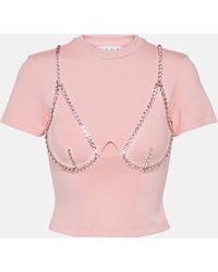 Area - Crystal-embellished Cup-chain T-shirt - Lyst