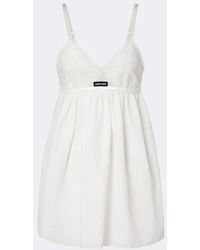 Miu Miu - Embroidered Cotton And Linen-Blend Minidress - Lyst