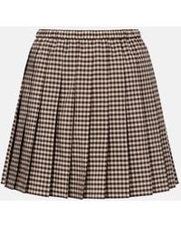 Moncler - Pleated Gingham Cotton-Blend Miniskirt - Lyst