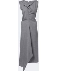 Victoria Beckham - Draped Asymmetric Wool Midi Dress - Lyst
