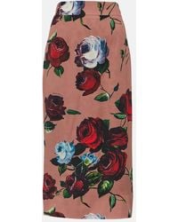 Dolce & Gabbana - Floral Silk-blend Charmeuse Midi Skirt - Lyst