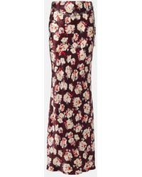 Rabanne - Chain-Detail Floral Silk Maxi Skirt - Lyst