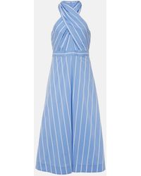 Veronica Beard - Baylee Striped Poplin Midi Dress - Lyst