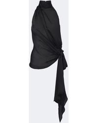 Balmain - Bow-Detail Halterneck Silk Satin Top - Lyst