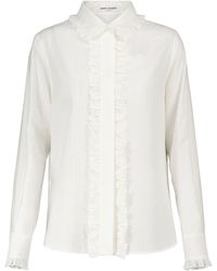 Saint Laurent Striped Cotton Voile And Silk Shirt - White