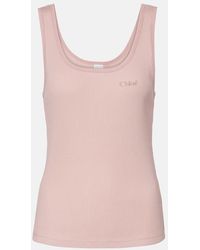 Chloé - Logo Ribbed-Knit Cotton Jersey Tank Top - Lyst