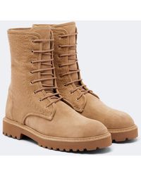 Max Mara - Cashmere-Trimmed Suede Combat Boots - Lyst