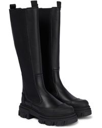 Ganni Leather Knee-high Boots - Black