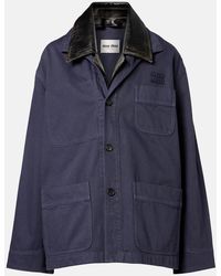 Miu Miu - Leather-Trimmed Oversized Cotton Gabardine Jacket - Lyst