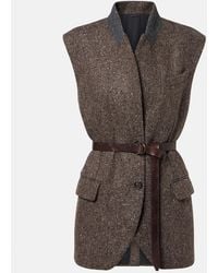 Brunello Cucinelli - Monili Herringbone Sequined Wool-Blend Vest - Lyst