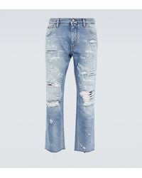 Dolce & Gabbana - Distressed Mid-rise Straight Jeans - Lyst