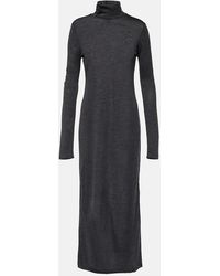 Polo Ralph Lauren - High-neck Midi Wool Dress - Lyst