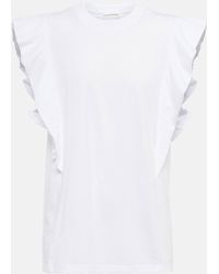 Chloé - Ruffle-trimmed Cotton Jersey T-shirt - Lyst