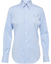 Polo Ralph Lauren Gestreiftes Hemd aus Popeline - Blau