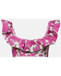 La DoubleJ - Ruffled Floral Bikini Top - Lyst