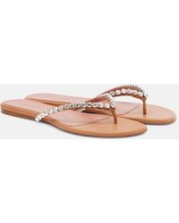 AMINA MUADDI - Gigi Embellished Leather Thong Sandals - Lyst