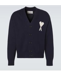 Ami Paris - Ami De Cour Wool And Cotton Cardigan - Lyst