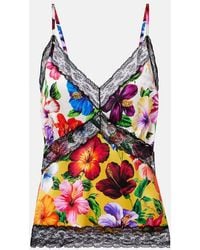 Dolce & Gabbana - Floral Lace-Trimmed Silk-Blend Camisole - Lyst