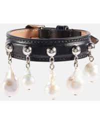 Alaïa - Mother-Of-Pearl Leather Bracelet - Lyst
