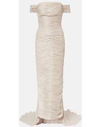 Marmar Halim - Abito Bustier Plisse Con Scollo Bardot - Lyst