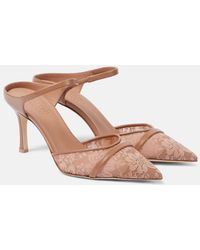Malone Souliers - Uma 80 Leather-Trimmed Lace Mules - Lyst