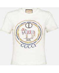 Gucci - Camiseta Punto de Algodón con GG Entrelazada - Lyst