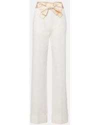 Valentino - High-Rise Cotton And Linen Straight Pants - Lyst