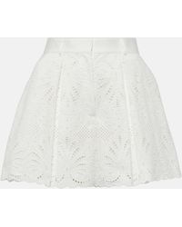 Self-Portrait - High-rise Embroidered Cotton Shorts - Lyst