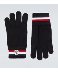Moncler - Logo Virgin Wool Gloves - Lyst